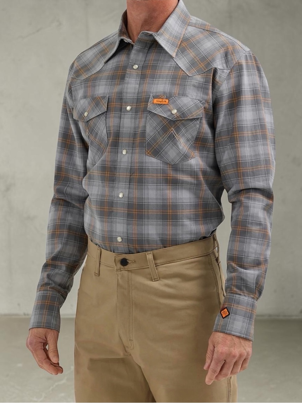 Wrangler Men's Flame Resistant Plaid Western Long Sleeve Snap Front Top Small - Picture 15 of 15